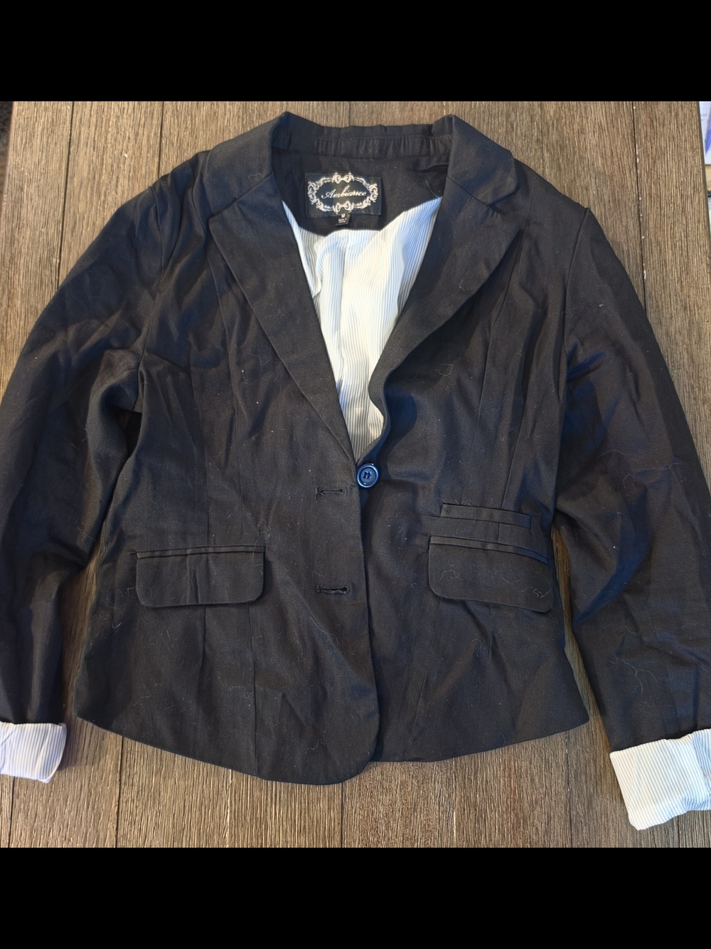 Ambiance Classic Black Women's‎ Blazer Jacket With Pen Stripe Inside